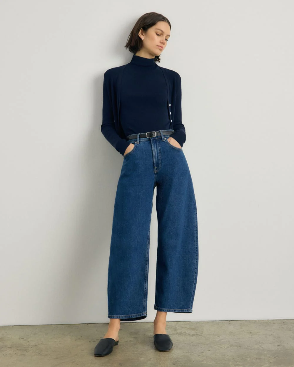 The Viscose Mock Neck Top | Navy - Image 7