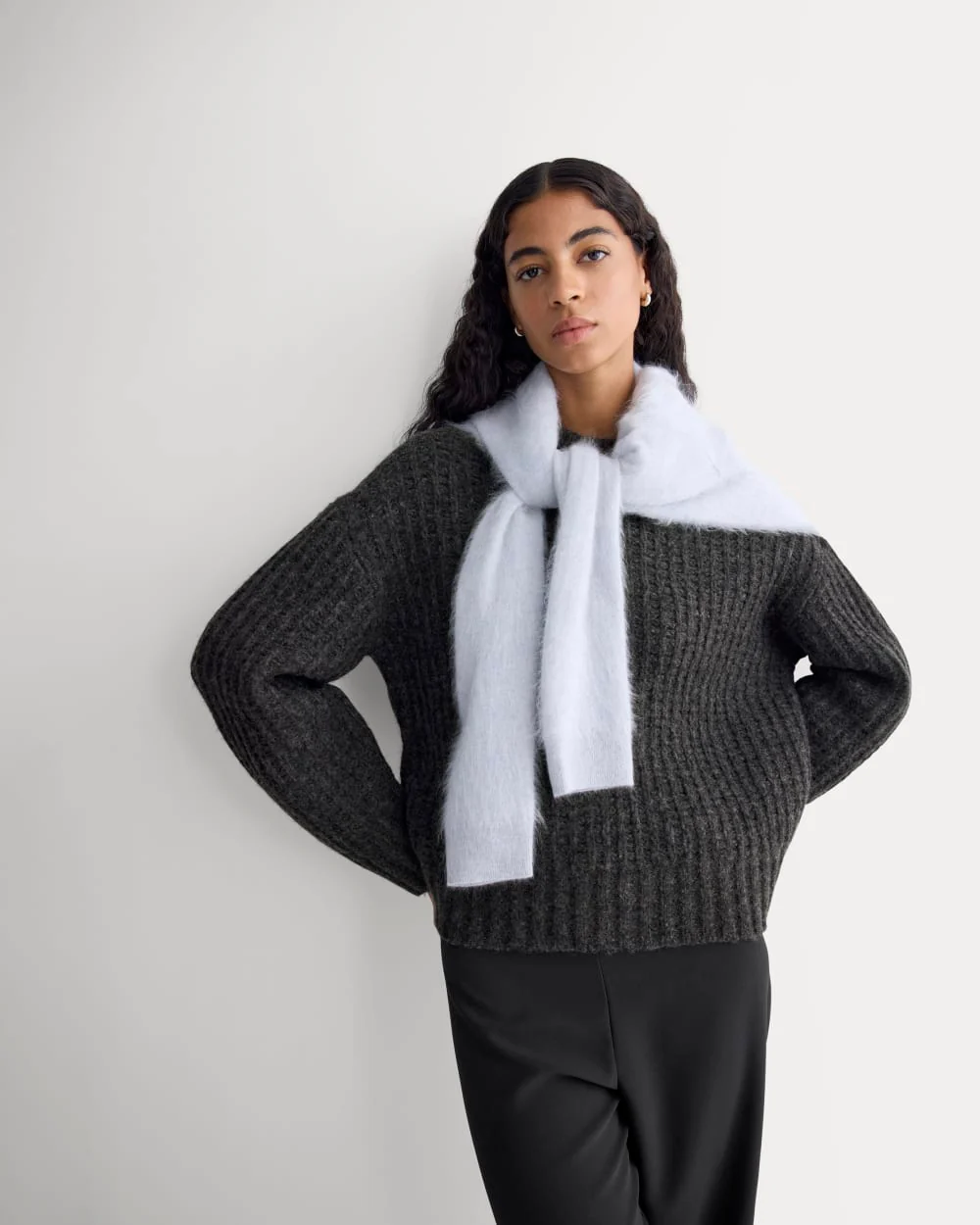 Waffle Sweater in Cloud | Heathered Soot - Image 5
