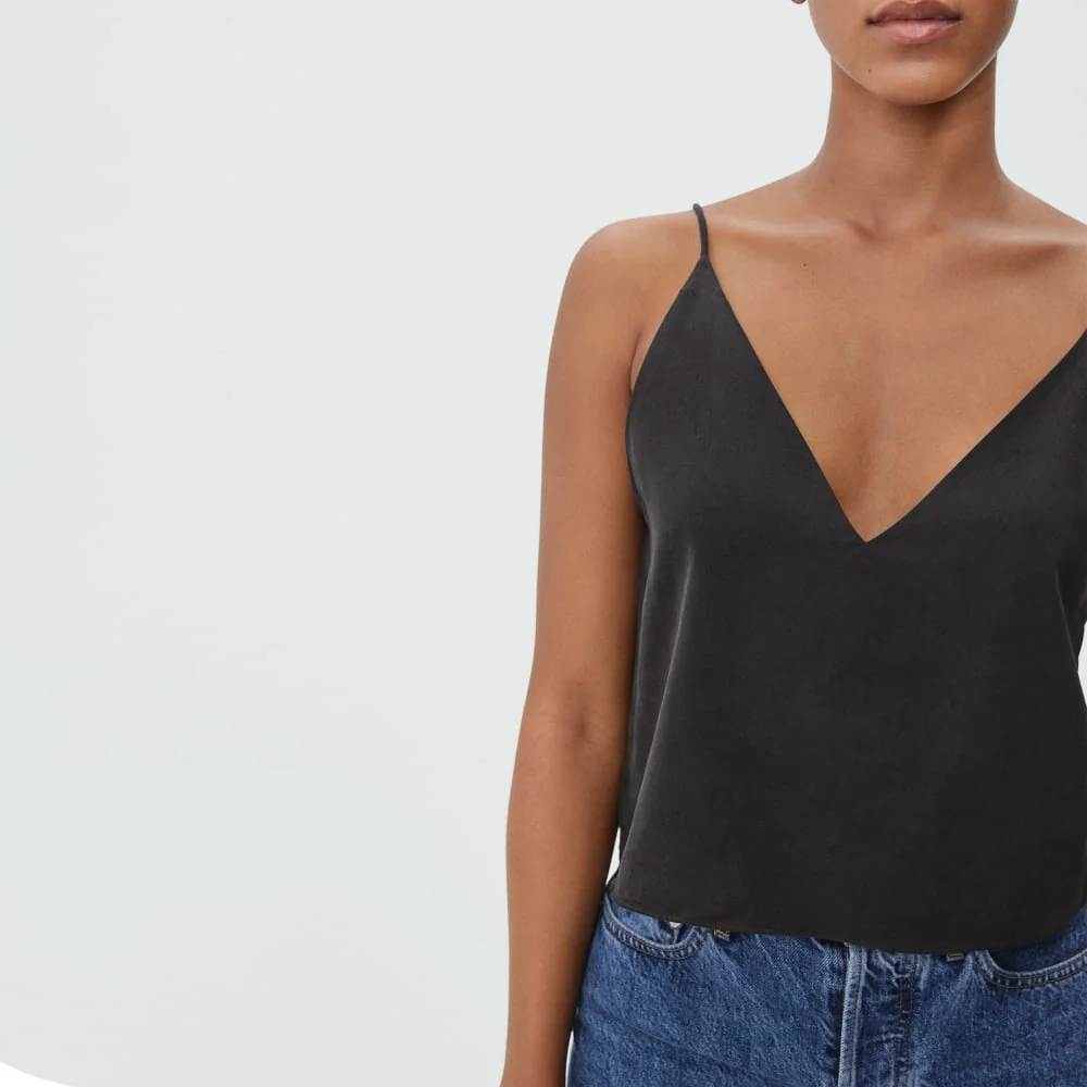 The Washable Silk Cropped Cami | Black - Image 3