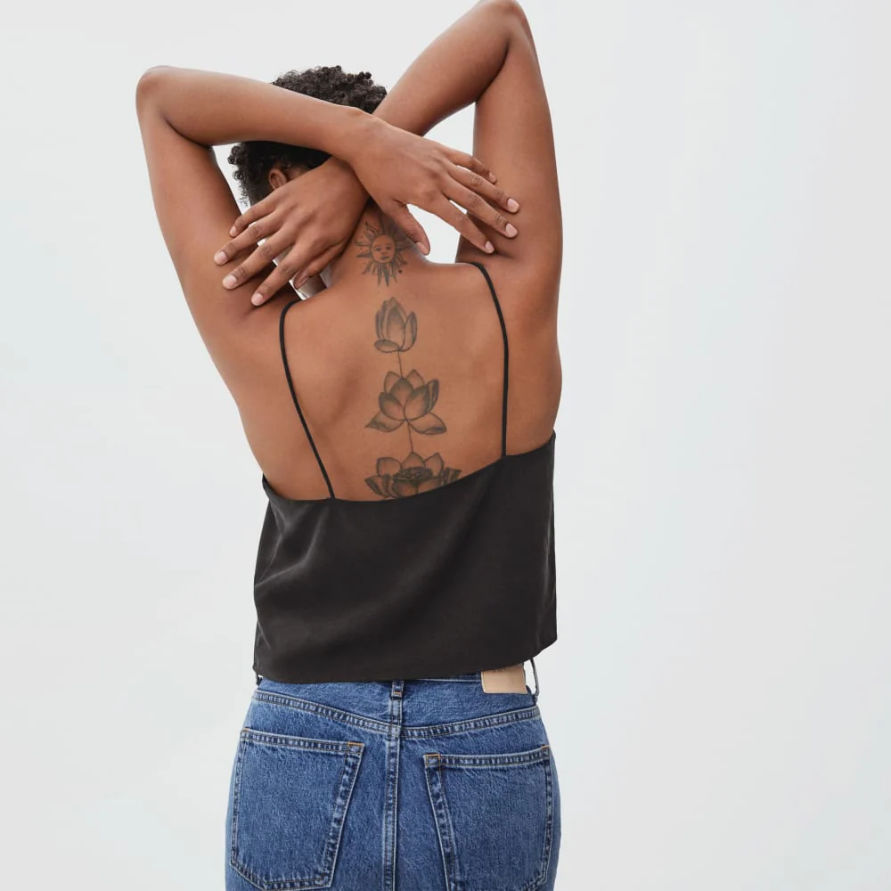 The Washable Silk Cropped Cami | Black - Image 4