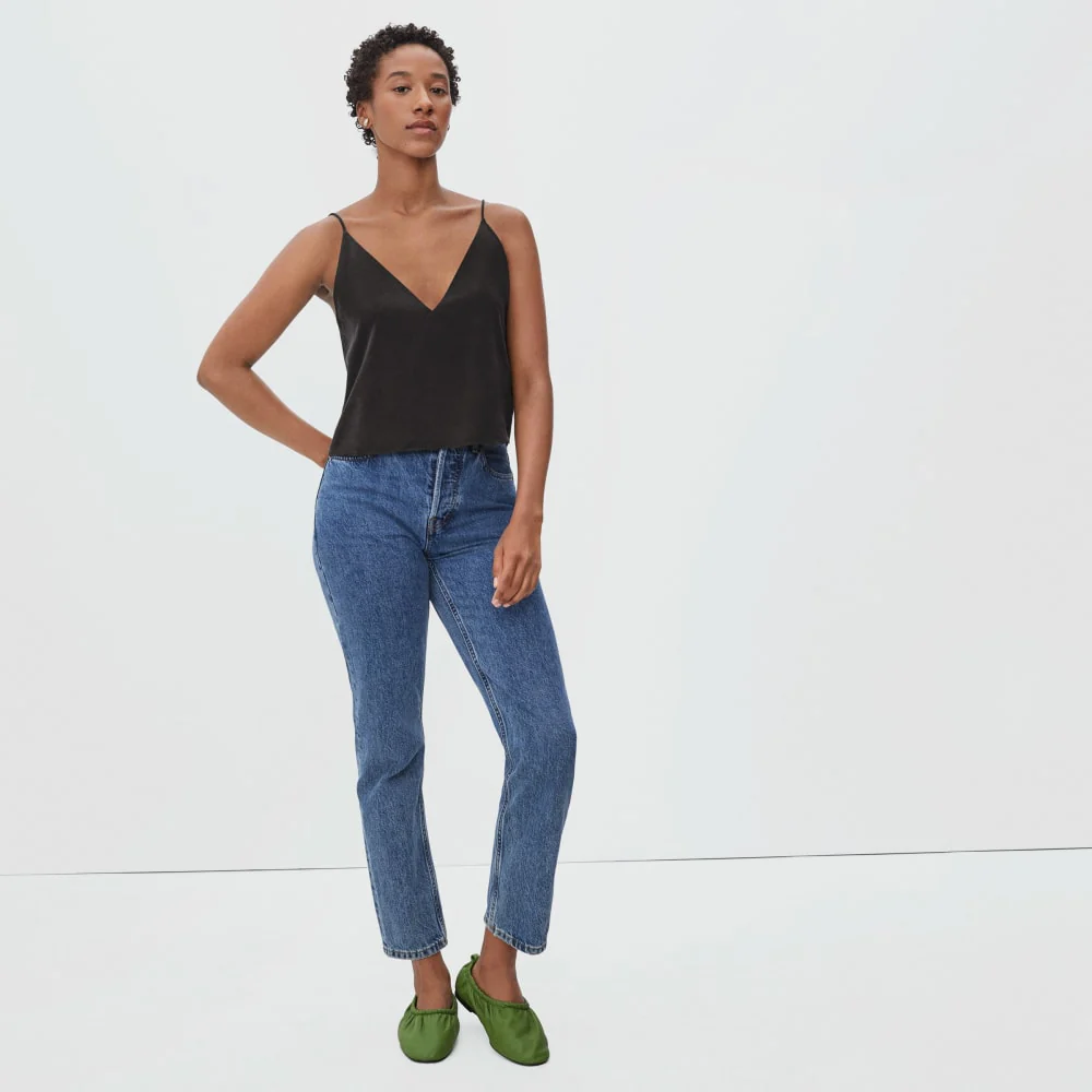 The Washable Silk Cropped Cami | Black - Image 5