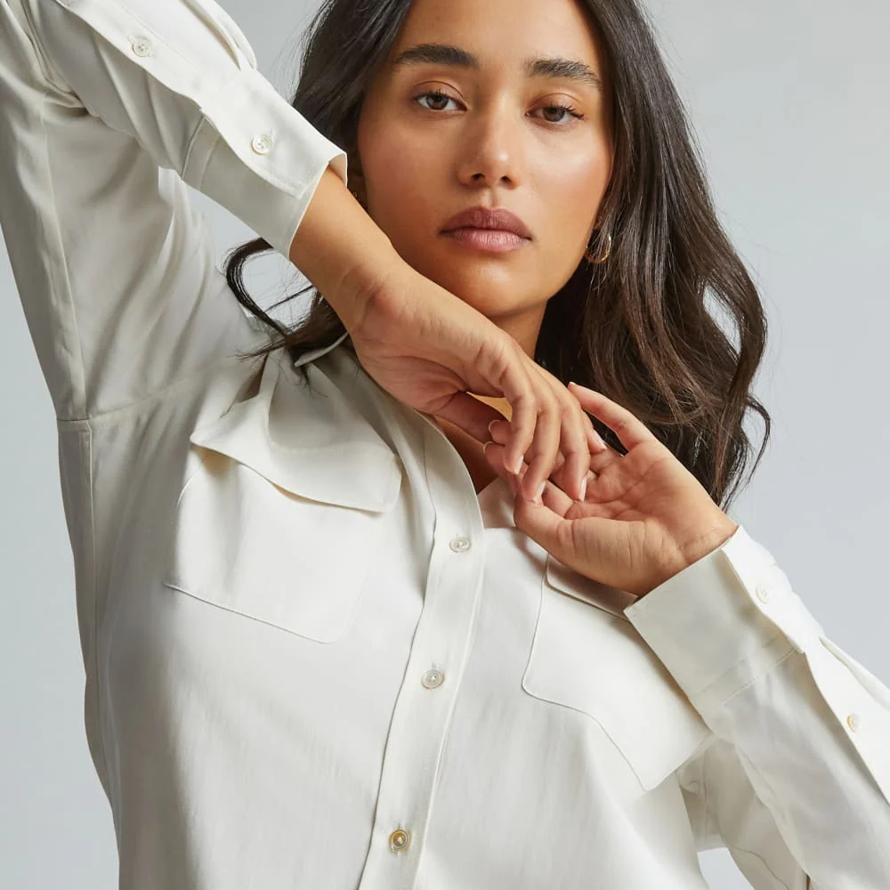 The Washable Silk Relaxed Shirt  | Bone - Image 5
