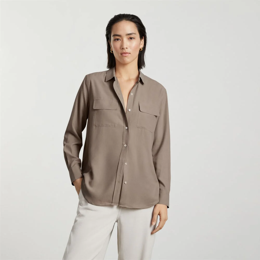 The Washable Silk Relaxed Shirt | Burnt Sugar - Image 2