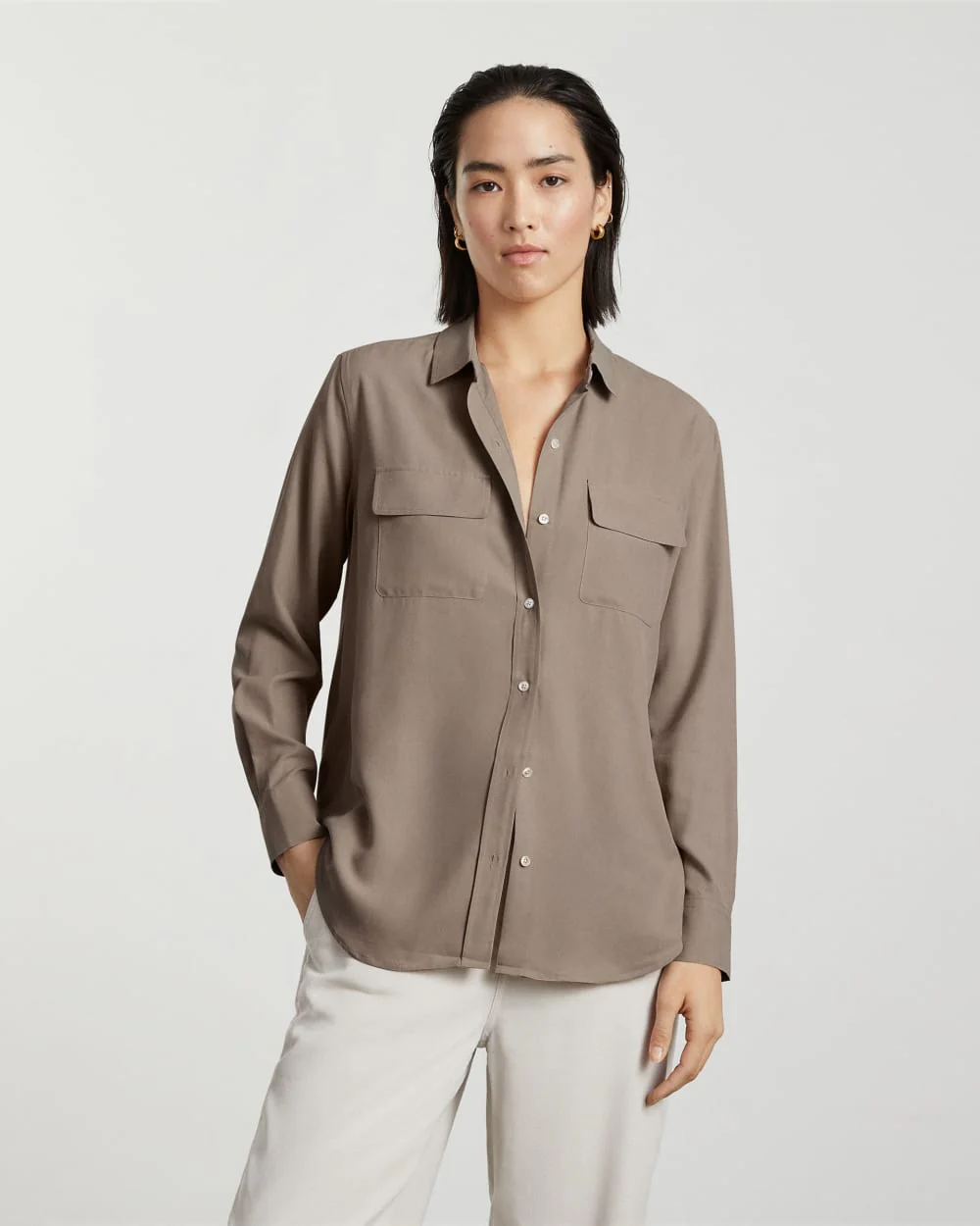 The Washable Silk Relaxed Shirt | Burnt Sugar - Image 4