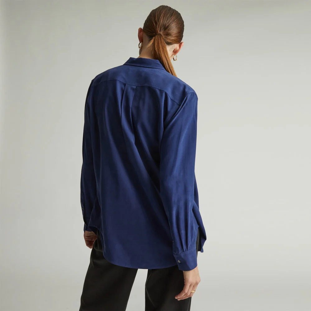 The Washable Silk Relaxed Shirt  | Ocean Cavern - Image 3