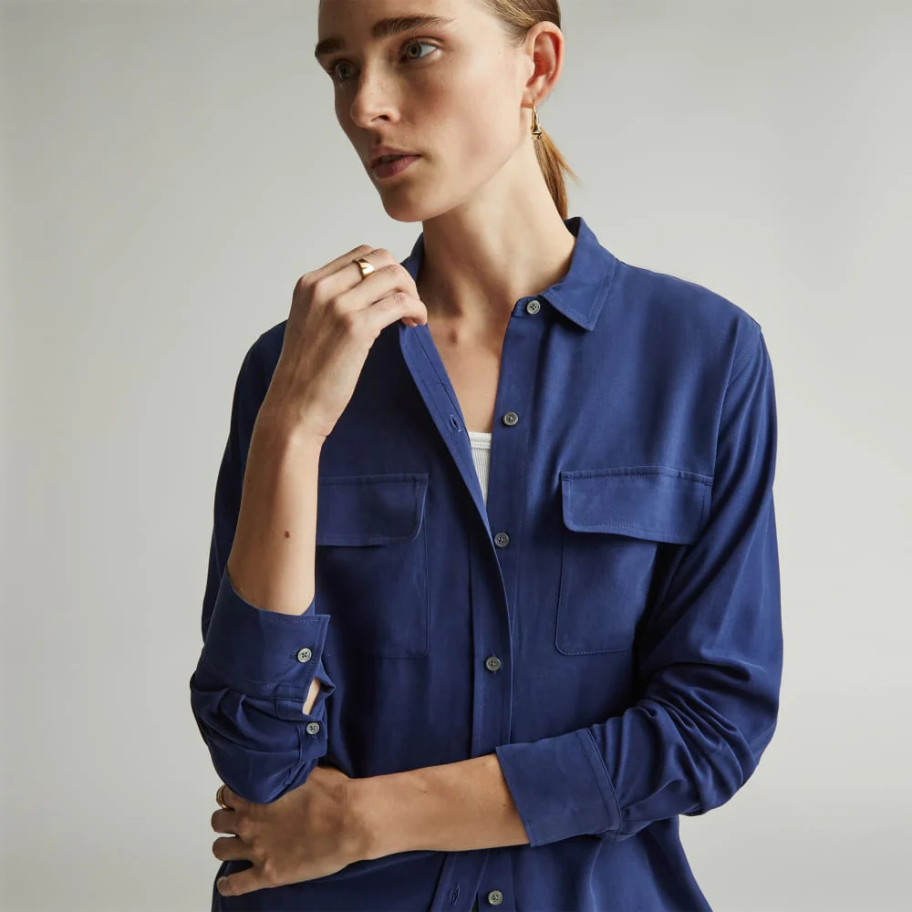 The Washable Silk Relaxed Shirt  | Ocean Cavern - Image 4
