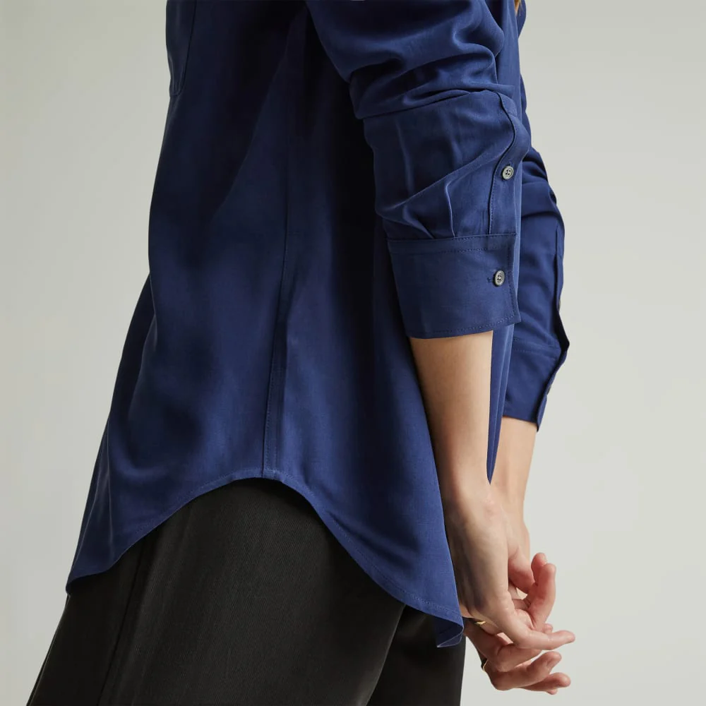 The Washable Silk Relaxed Shirt  | Ocean Cavern - Image 5