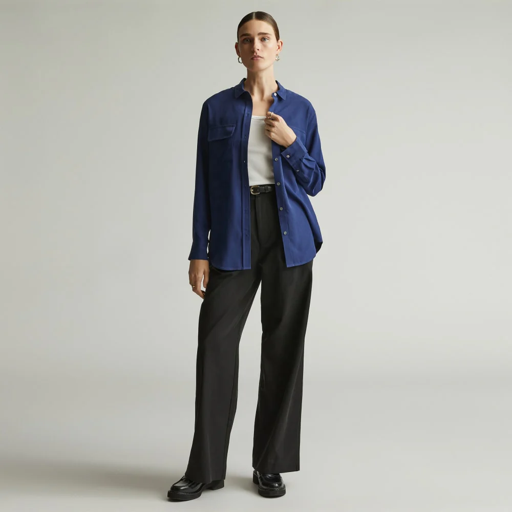 The Washable Silk Relaxed Shirt  | Ocean Cavern - Image 6