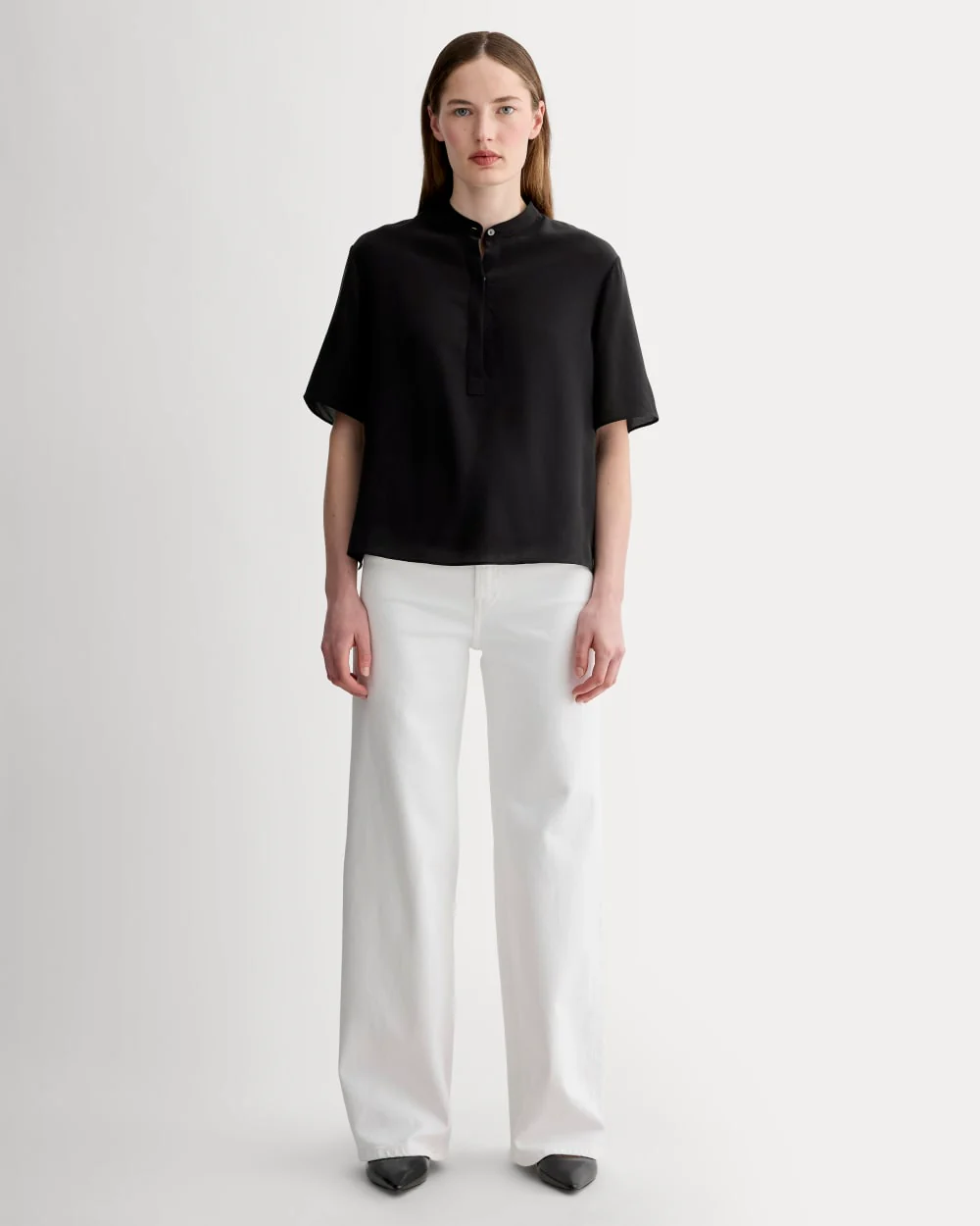 The Popover Top in Washable Silk | Black - Image 3
