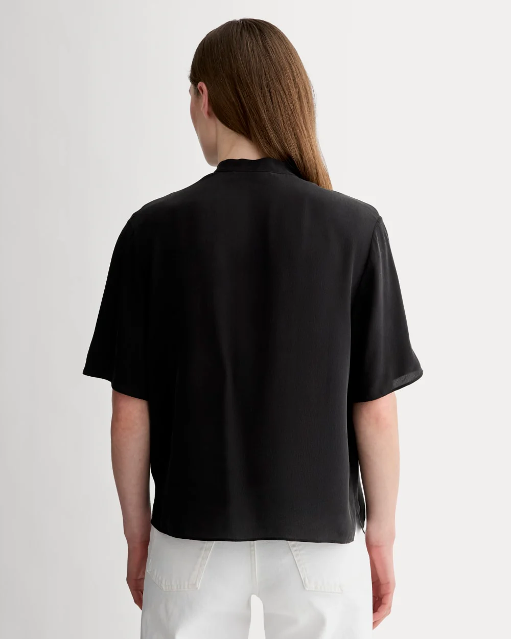 The Popover Top in Washable Silk | Black - Image 5