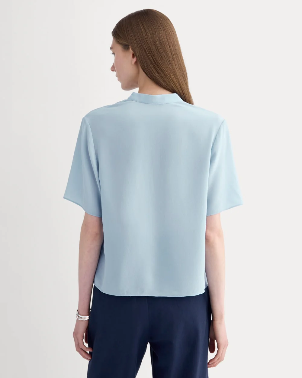 The Popover Top in Washable Silk | Soft Blue - Image 5