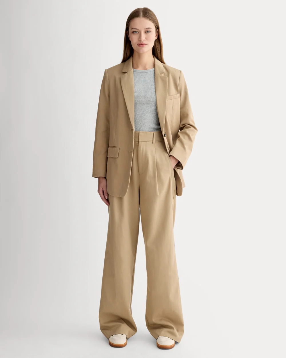 The Draper Pleated Pant in Buttersmooth | Ash Brown | 30" Inseam