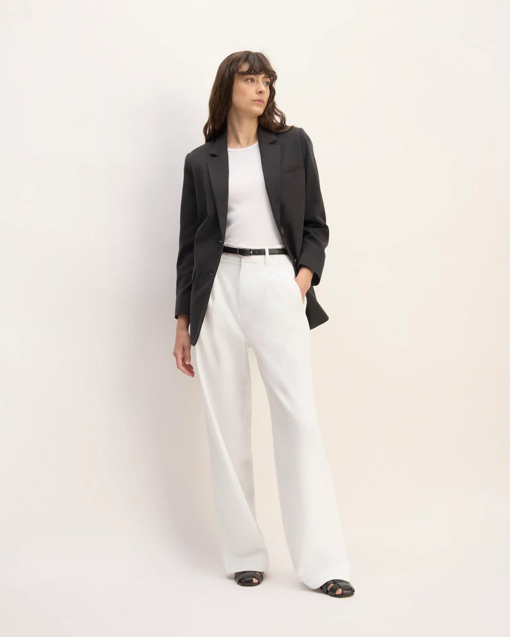 The Draper Pleated Pant in Buttersmooth | White | 30" Inseam