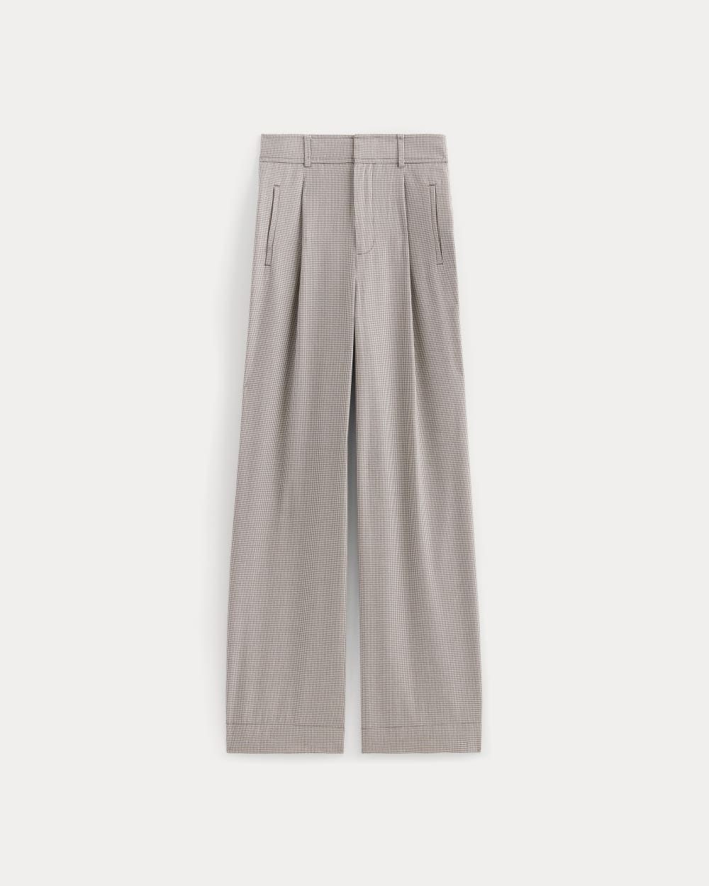 The Draper Pleated Pant in Buttersmooth | Deep Taupe Mini Gingham | 32" Inseam - Image 2