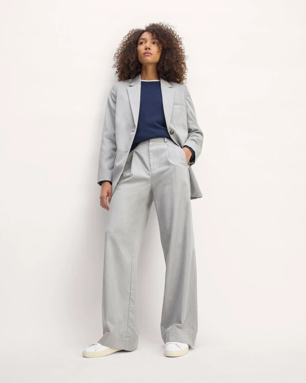 The Draper Pleated Pant in Buttersmooth | Heather Steel | 32" Inseam