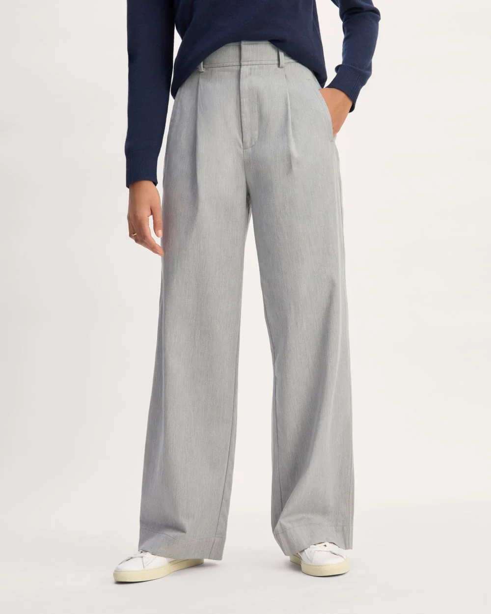 The Draper Pleated Pant in Buttersmooth | Heather Steel | 32" Inseam - Image 3