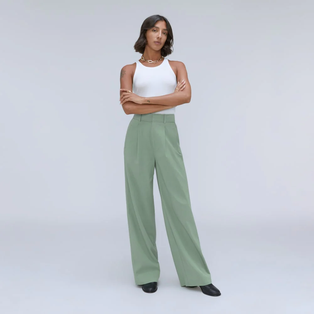 The Draper Pleated Pant in Buttersmooth | Lily Pad | 32" Inseam - Image 7