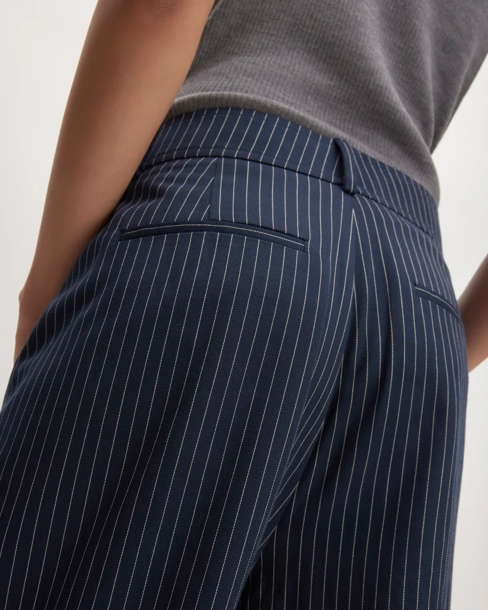 The Draper Pleated Pant in Buttersmooth | Navy / Bone | 30" Inseam - Image 5