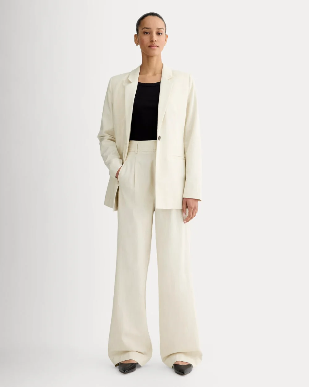 The Draper Pleated Pant in Buttersmooth | Heathered Oat | 30" Inseam