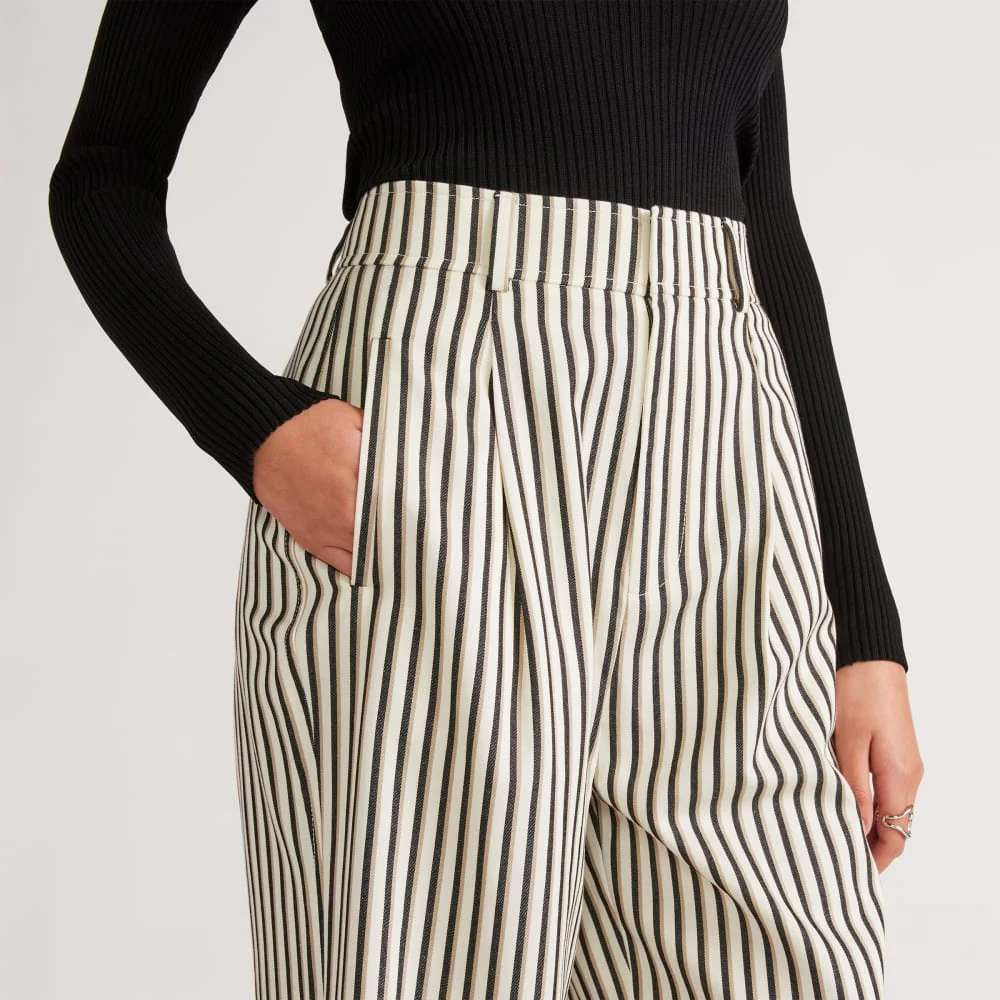 The Draper Pleated Pant in Buttersmooth | Ombre Stripe | 30" Inseam - Image 4