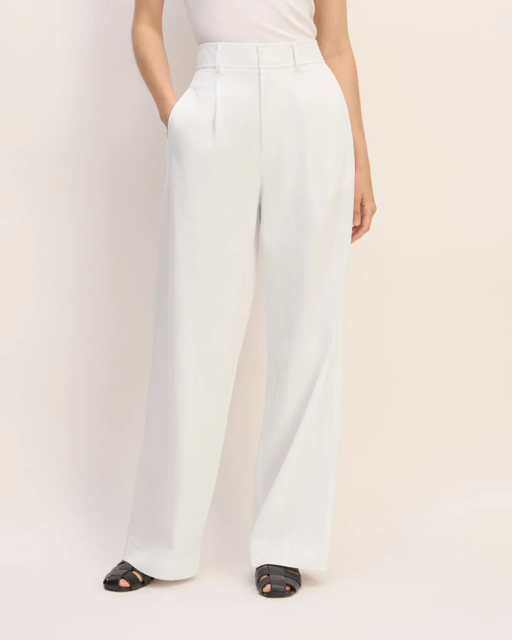 The Draper Pleated Pant in Buttersmooth | White | 32" Inseam - Image 3