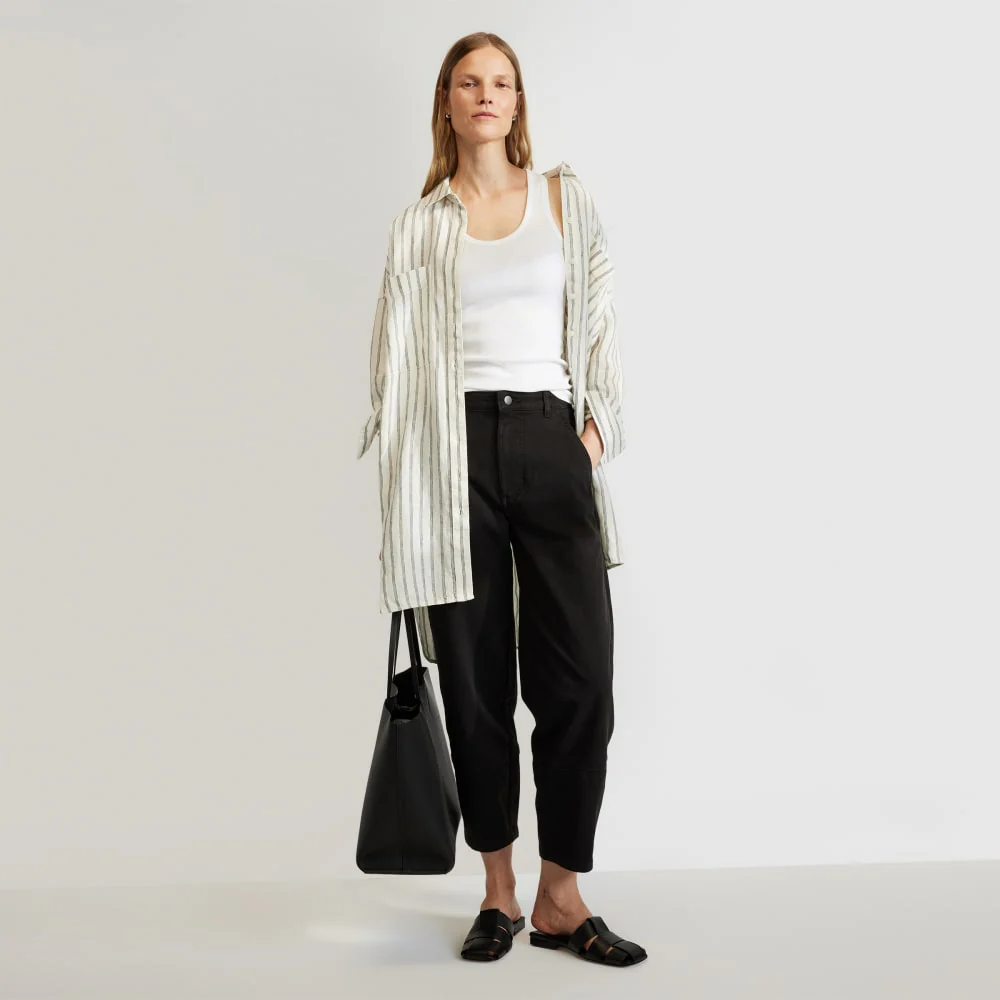 The Way-Long Linen Shirt | Black / Canvas Tan - Image 6