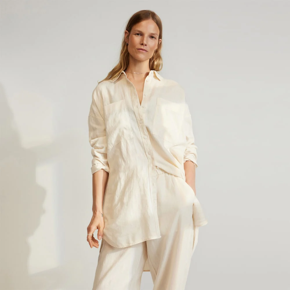 The Way-Long Linen Shirt | Canvas - Image 3