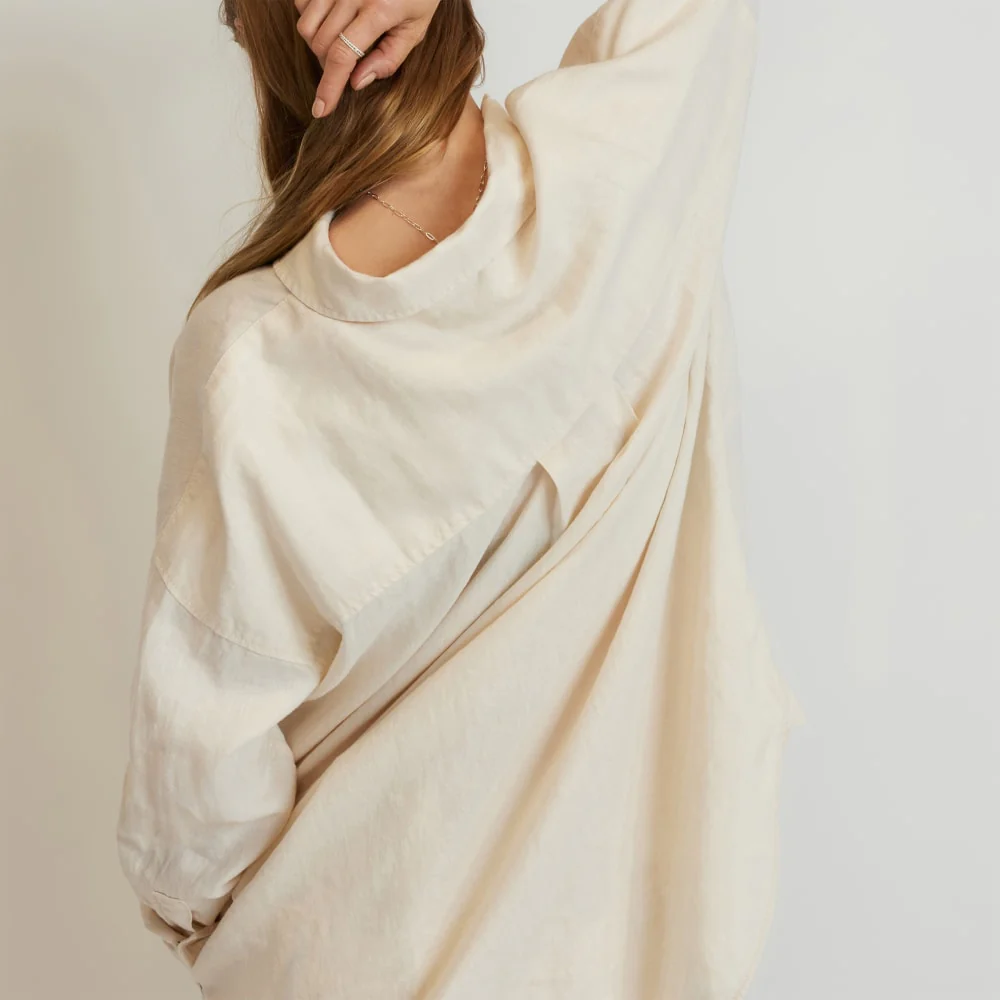 The Way-Long Linen Shirt | Canvas - Image 6