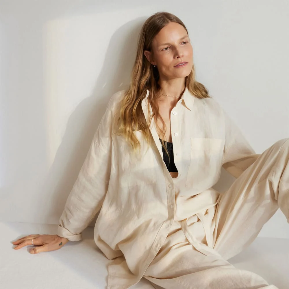 The Way-Long Linen Shirt | Canvas - Image 7