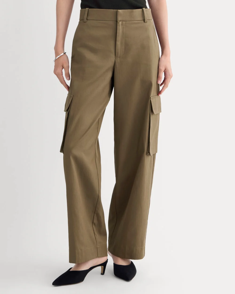Wide-Leg Cargo Trouser in Buttersmooth | Deep Taupe - Image 3