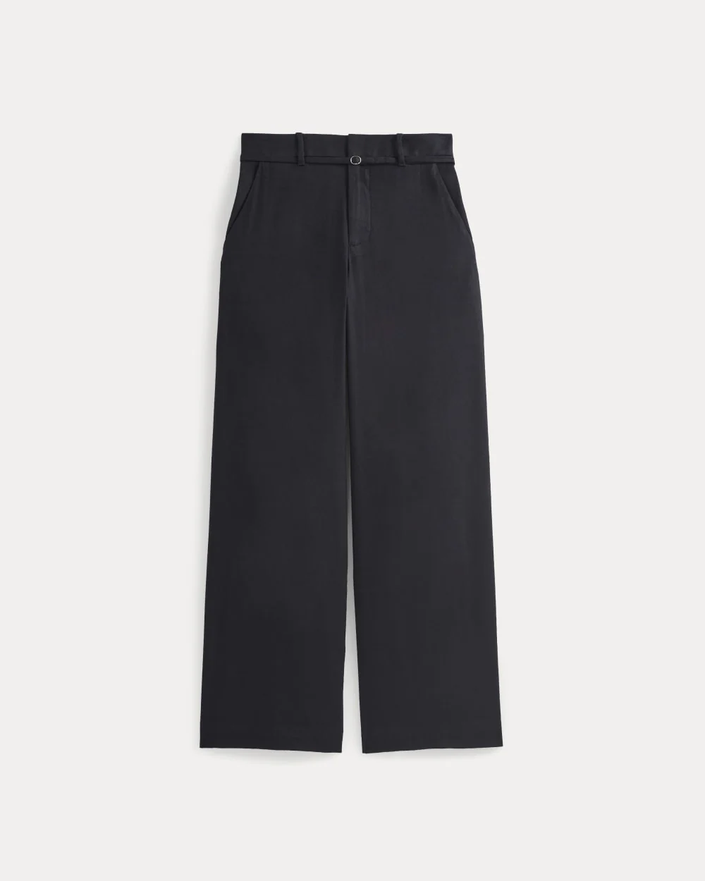 Wide-Leg Belted Pant in Stretch Linen | Black | Regular - Image 2
