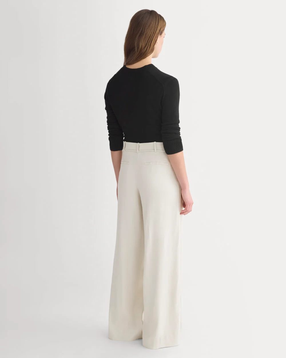 Wide-Leg Belted Pant in Stretch Linen | Birch | Long - Image 5