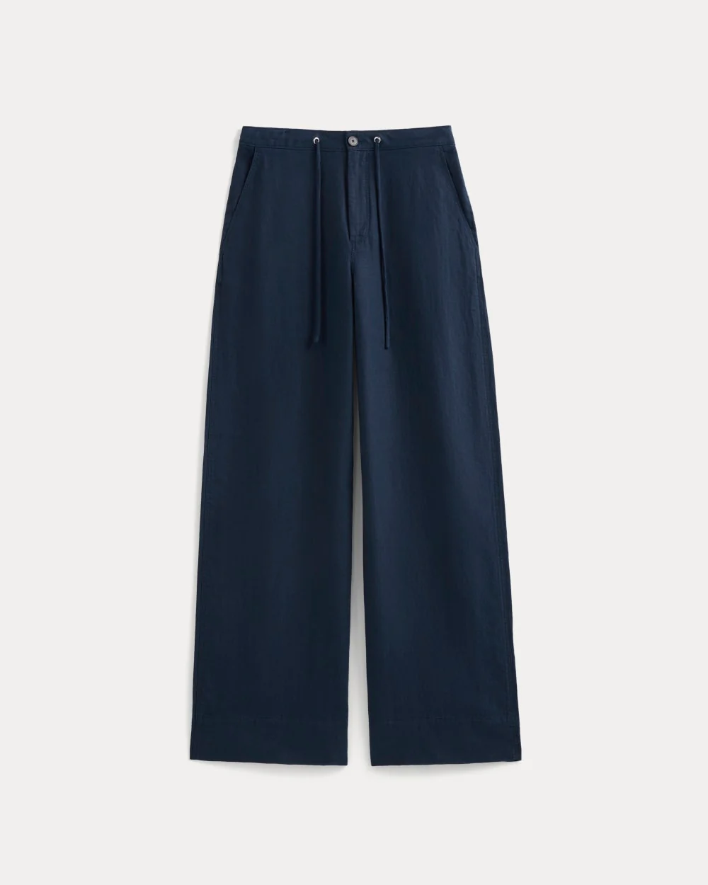 Wide-Leg Drawstring Pant in Linen | Navy - Image 2