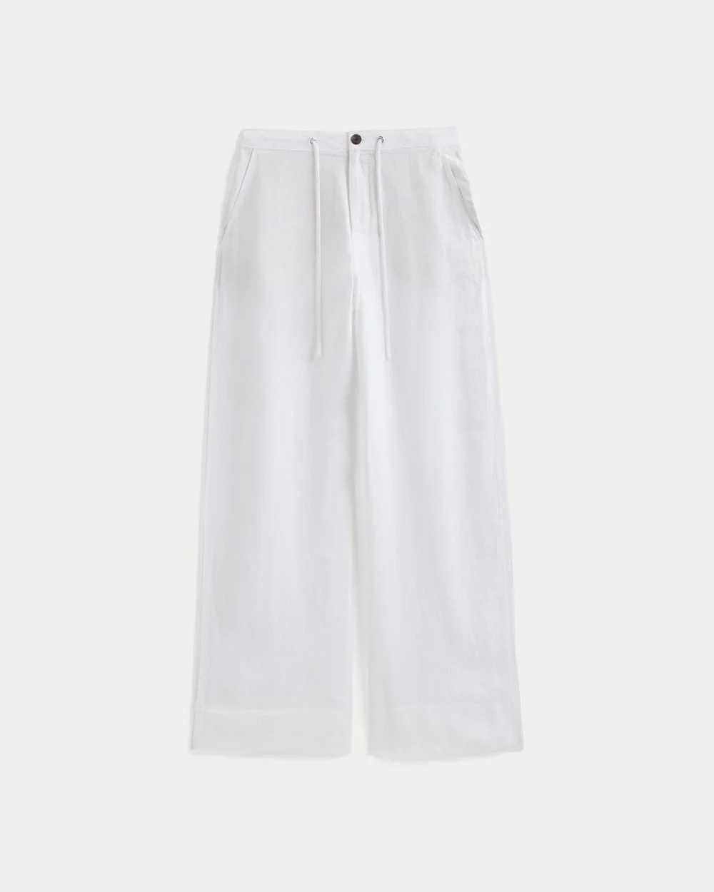 Wide-Leg Drawstring Pant in Linen | White - Image 2