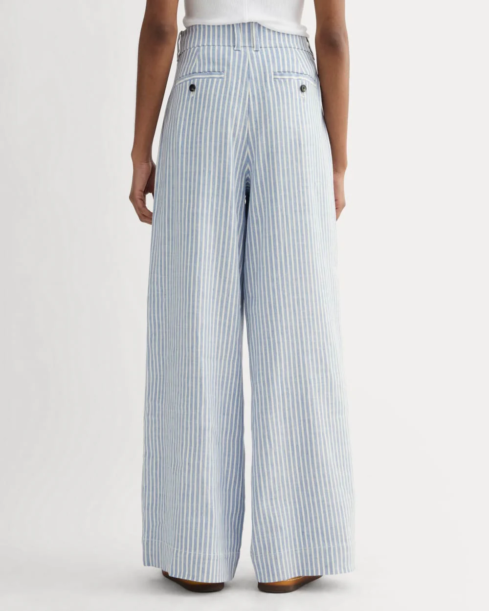 The Wide-Leg Pant in Stretch Linen | Bluebell / Bone - Image 5