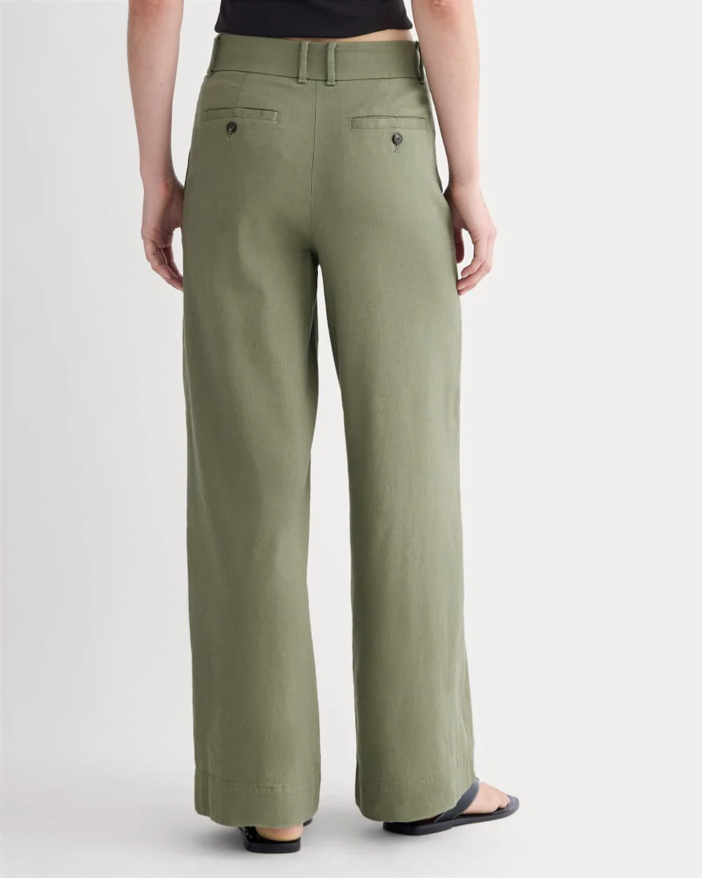 The Wide-Leg Pant in Stretch Linen | Lichen Green - Image 5