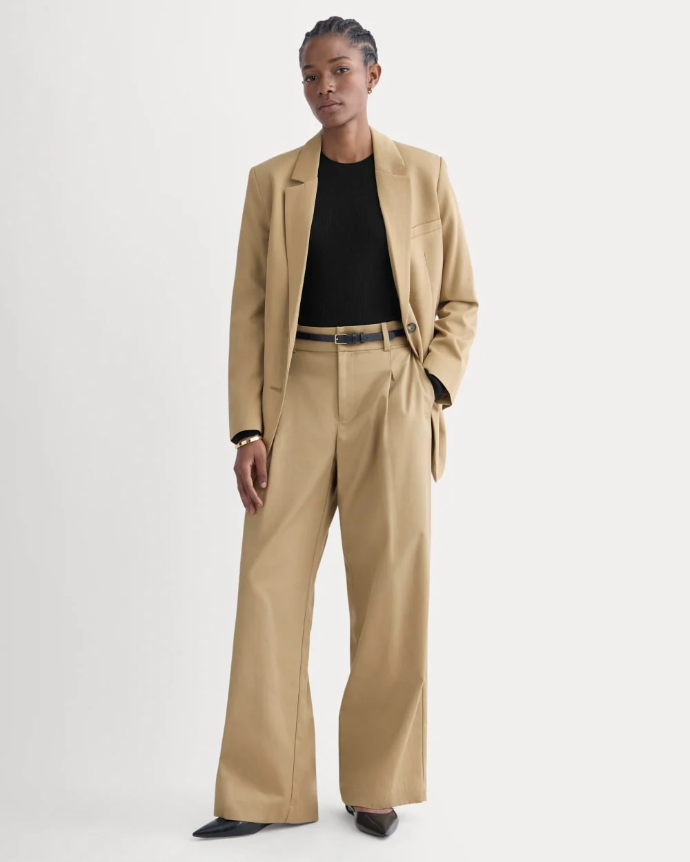 Wide-Leg Trouser in Buttersmooth | Ash Brown | 30" Inseam