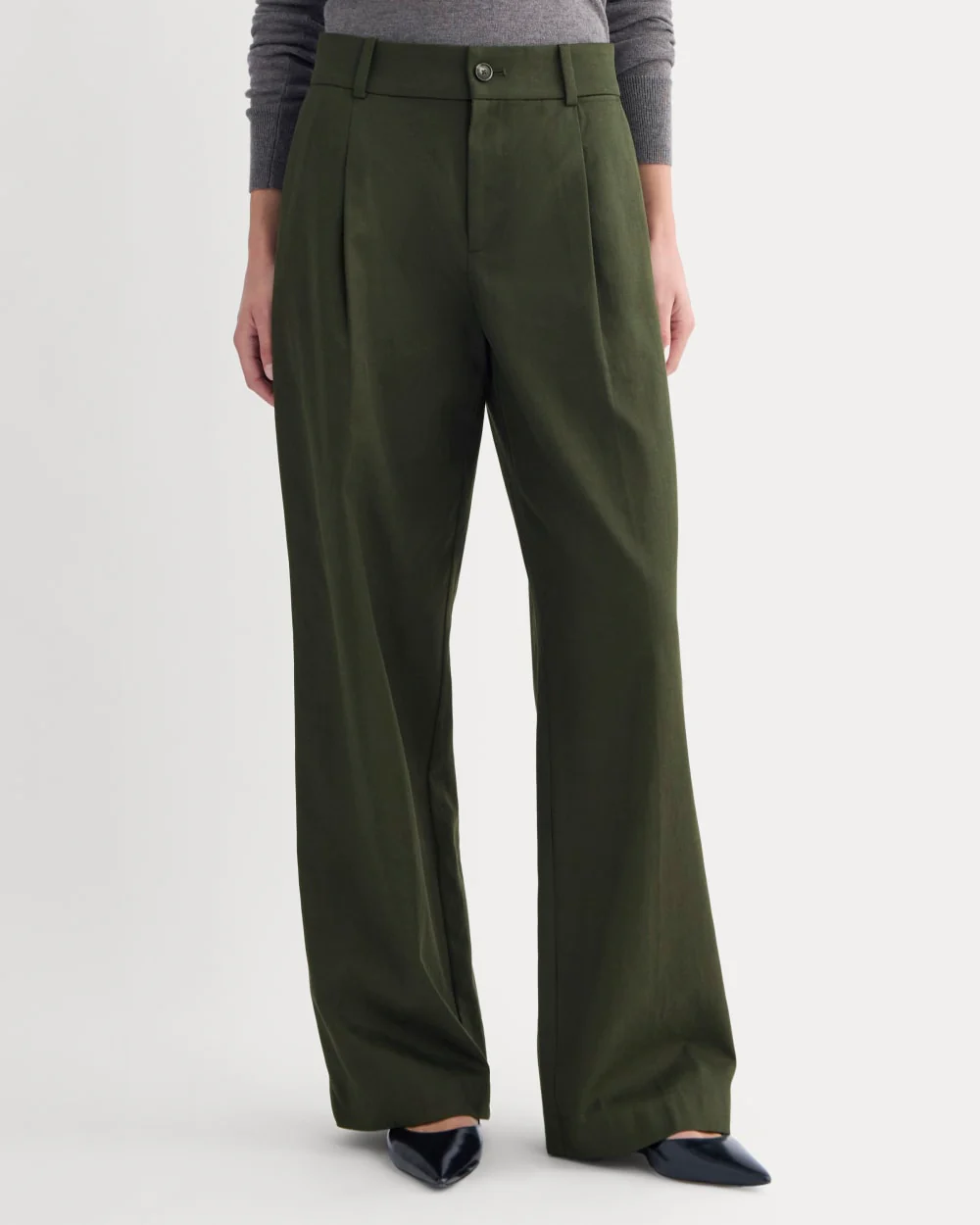 Wide-Leg Trouser in Buttersmooth | Dark Green | 30" Inseam - Image 3
