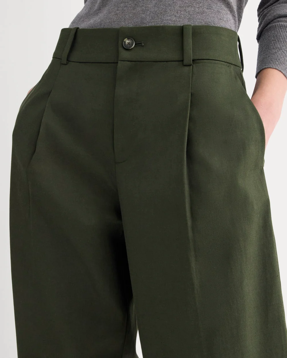 Wide-Leg Trouser in Buttersmooth | Dark Green | 30" Inseam - Image 4