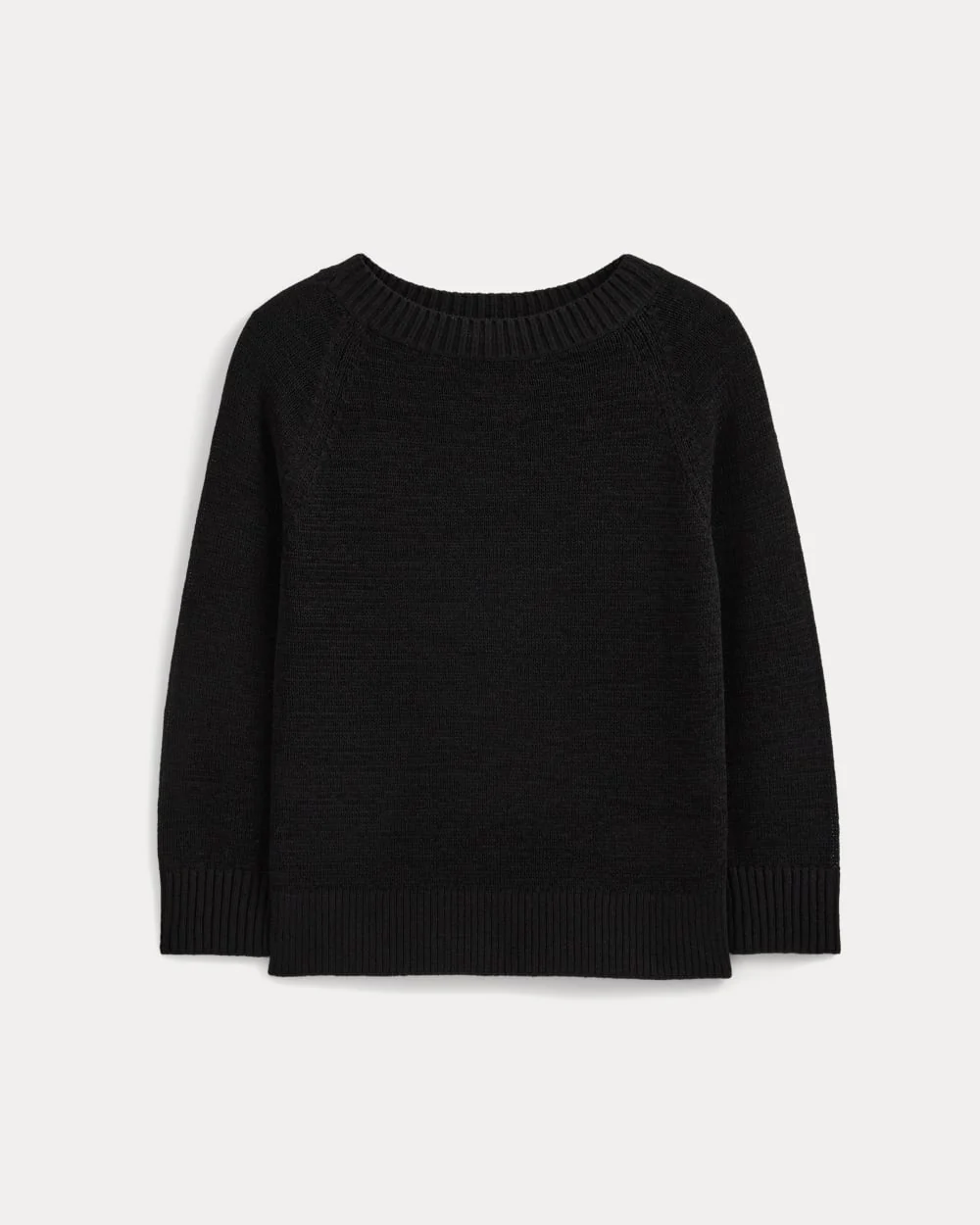 Wide-Neck Crew Sweater in Tape Yarn | Black - Image 2