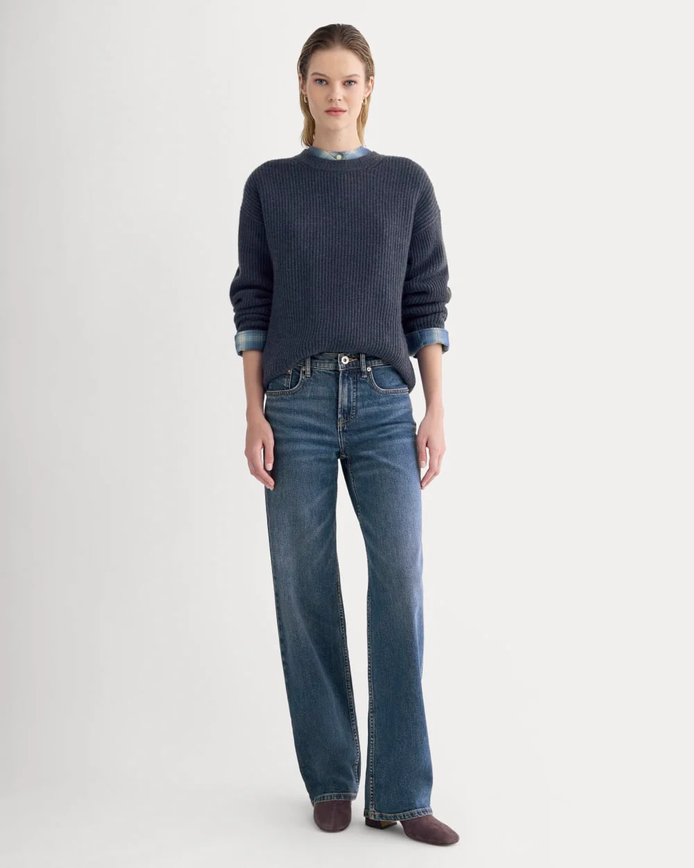 The Cocoon Crew in Wool Cashmere | Indigo - Image 3
