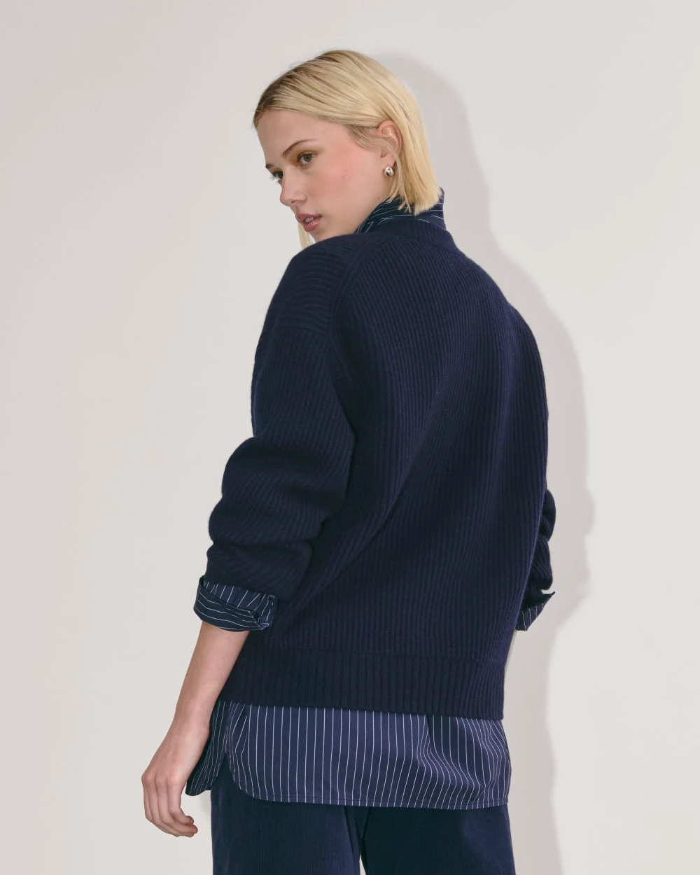 The Cocoon Crew in Wool Cashmere | Navy - Image 6