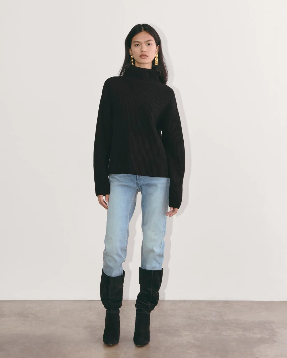 The Fisherman Turtleneck in Wool Cashmere | Black - Image 6