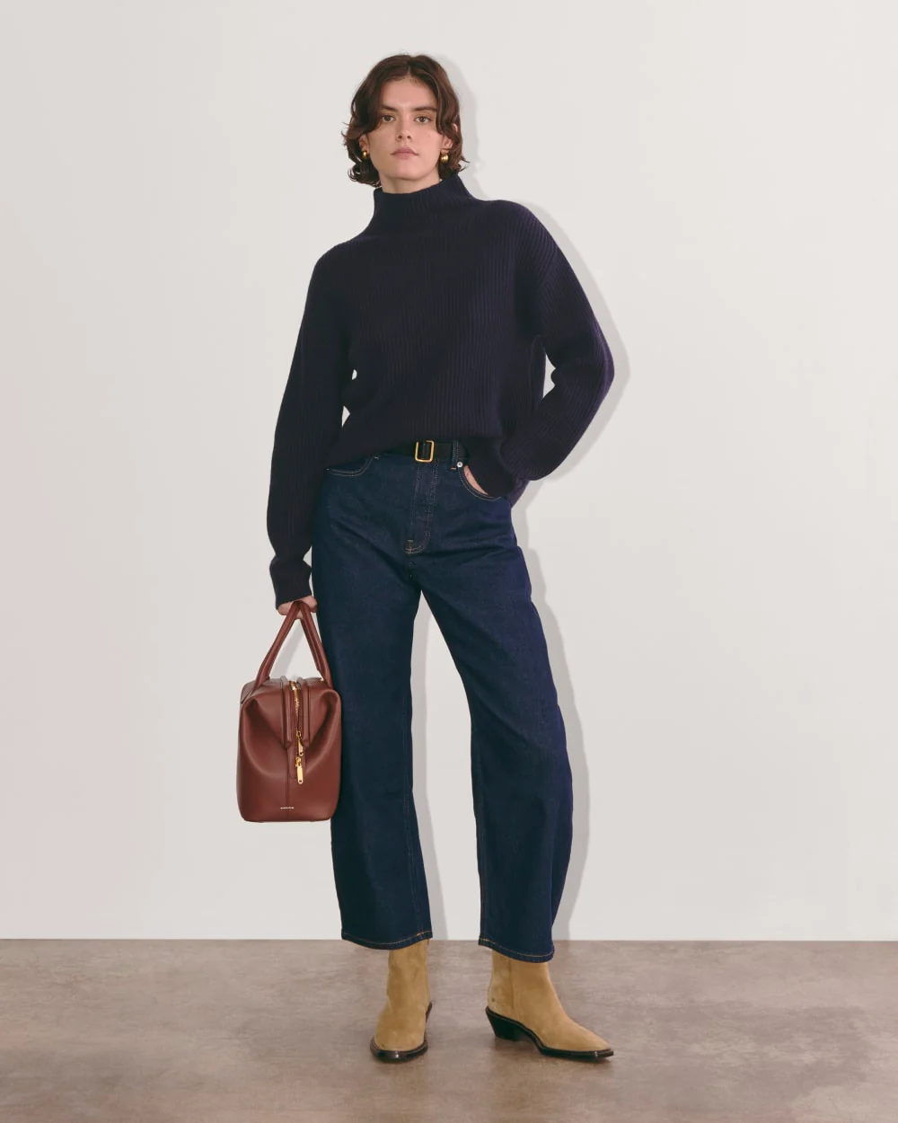 The Fisherman Turtleneck in Wool Cashmere | Navy - Image 4