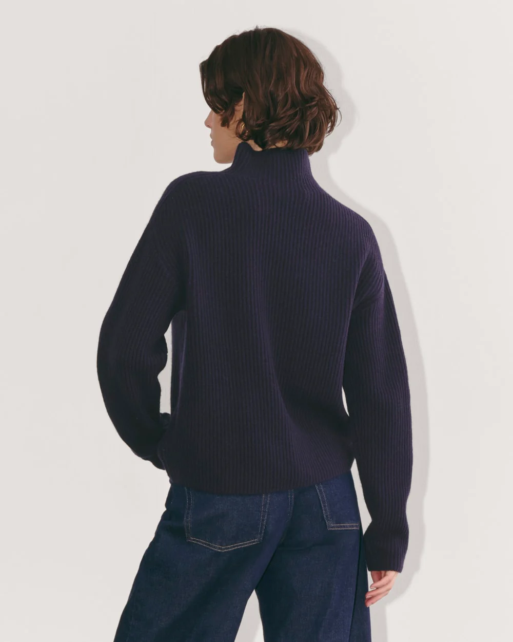 The Fisherman Turtleneck in Wool Cashmere | Navy - Image 5