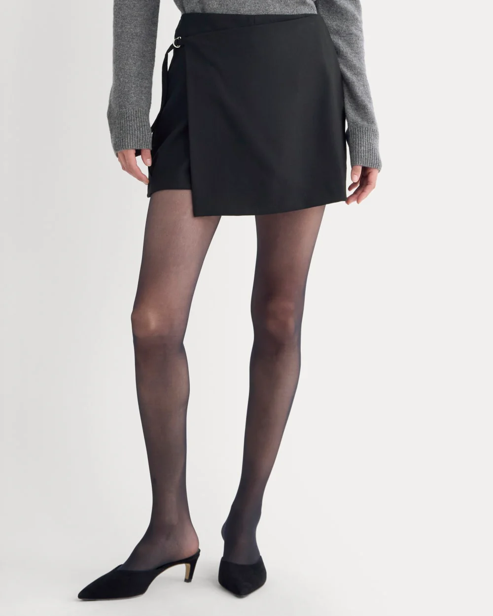 Wrap Mini Skort in Tailor Twill | Black - Image 3
