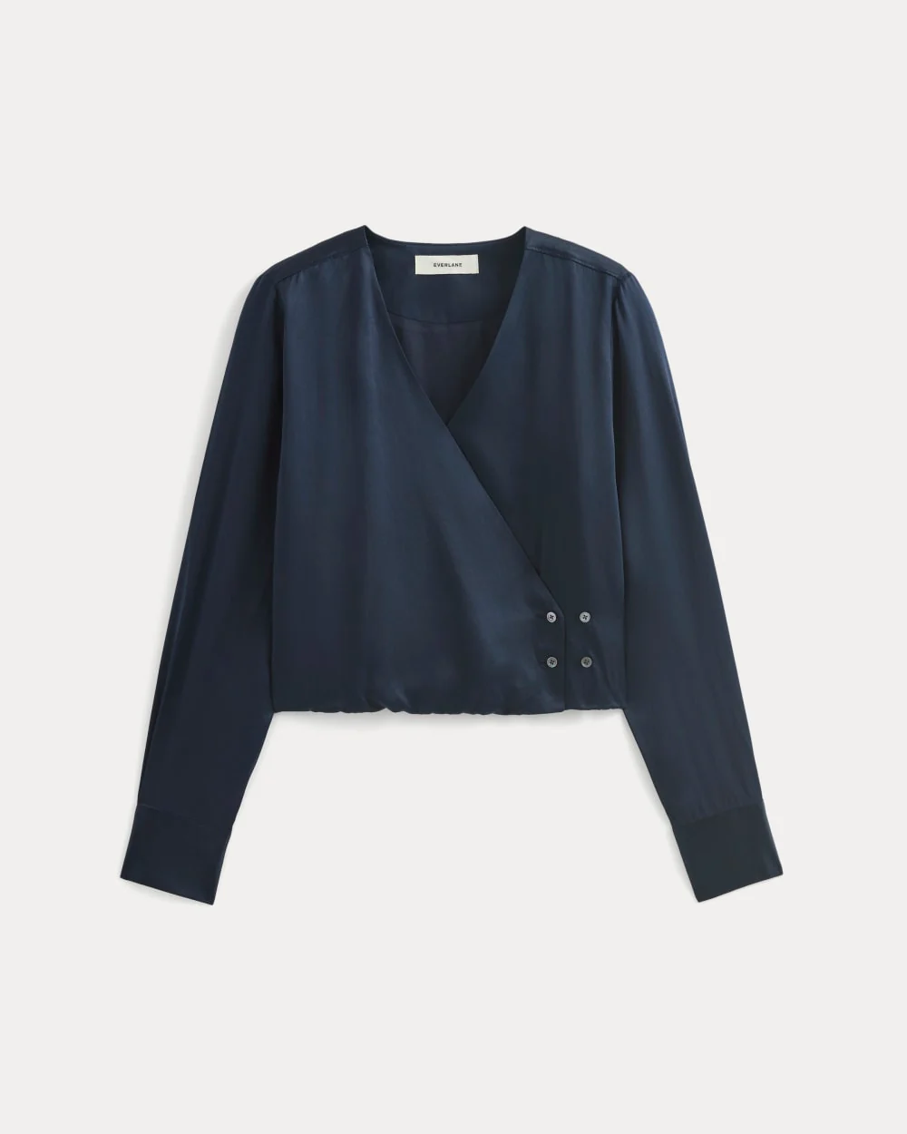 Wrap Top in Silk Charmeuse | Navy - Image 2