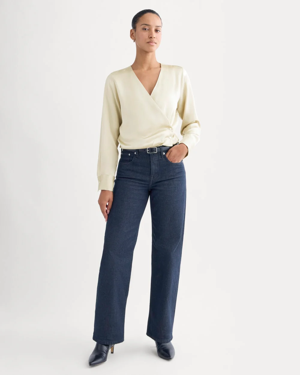 Wrap Top in Silk Charmeuse | Peyote - Image 3
