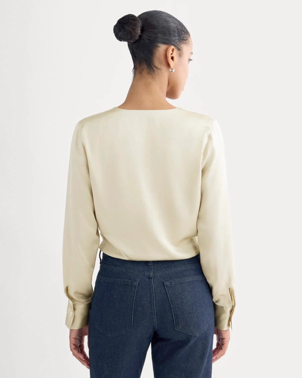 Wrap Top in Silk Charmeuse | Peyote - Image 5